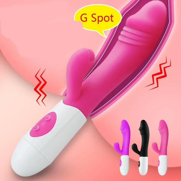 G Spot Dildo Rabbit Vibrator for Women Powerful Dual Silicone Female Vagina Clitoris Stimulator Massager Sex Toy for Women Adult