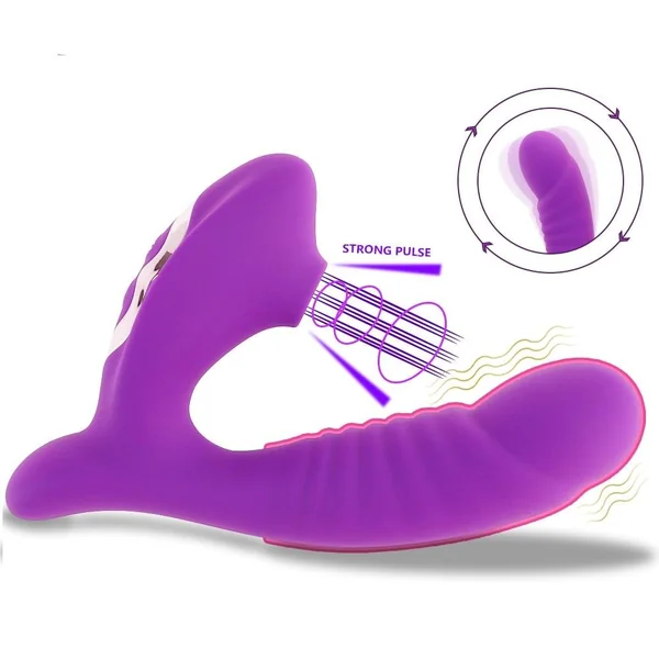 G Spot Dildo Vibrator Clit Sucker with 10 Powerful Modes Oral Sucking Adult Sex Toys for Women Clitoris Stimulator Couples Fun