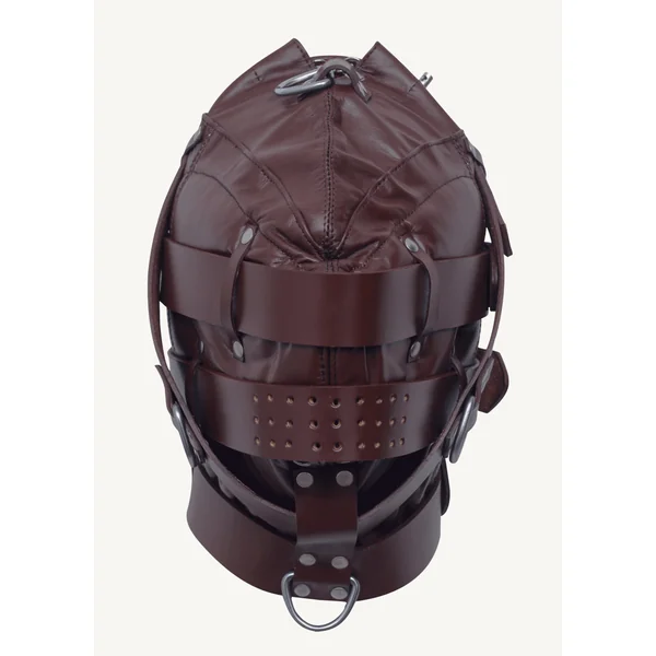 Gay Leather Bondage Hood with Adjustable Straps
