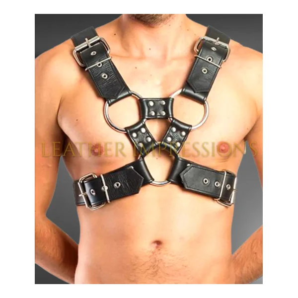 Gay Leather Chest Harness with Buckles – BDSM & Fashion Statement