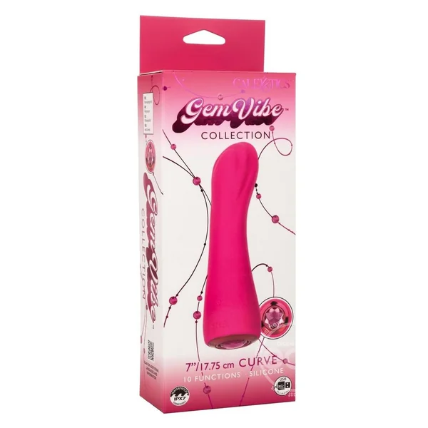 Gem Vibe Collection Curve Rechargeable Silicone G-Spot Vibrator - Pink