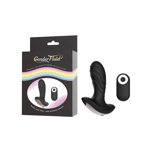 Gender Fluid Buzz Anal Vibe w/Remote - Black