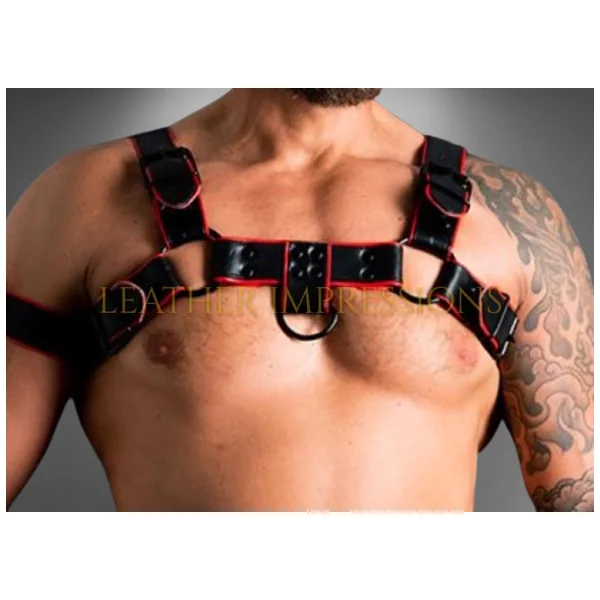 Genuine Leather Bulldog Harness with Buckles