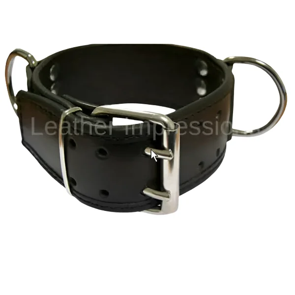 Genuine Leather Slave Collar BDSM with Dual Pin Buckle