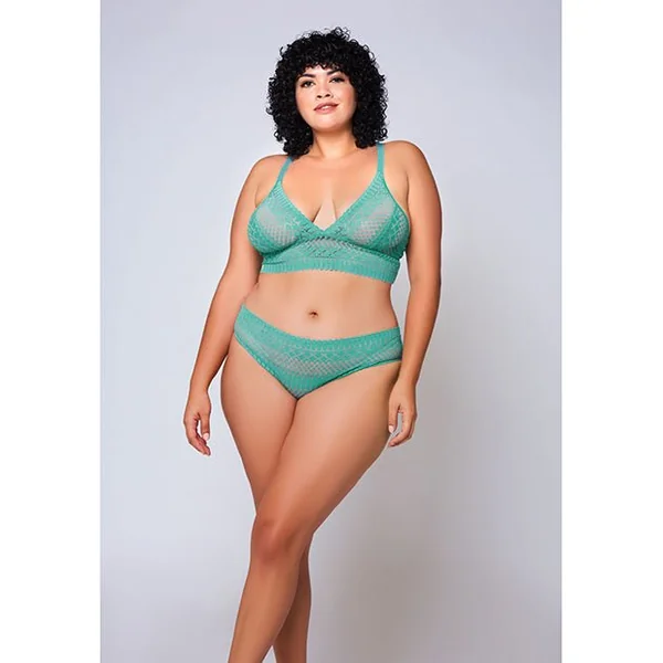 Geometric Lace Bralette & Hipster Teal