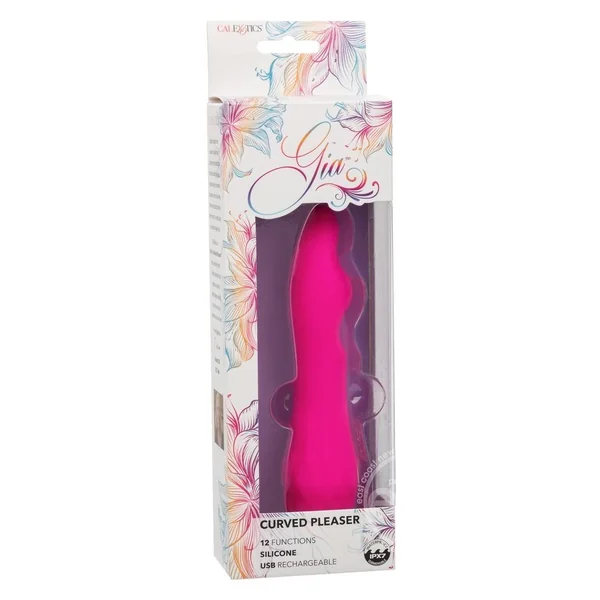 Gia Curved Pleaser Silicone Rechargeable Vibrator - Pink