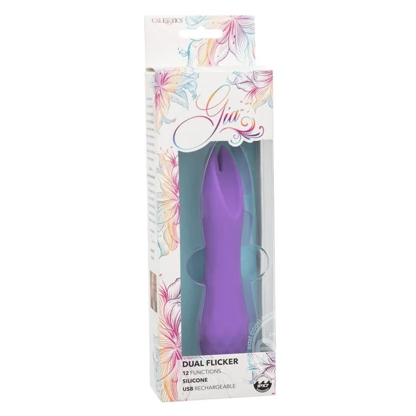 Gia Dual Flicker Silicone Rechargeable Vibrator - PurplE