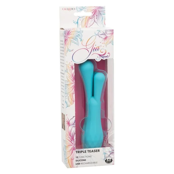 Gia Triple Teaser Silicone Rechargeable Vibrator - Blue