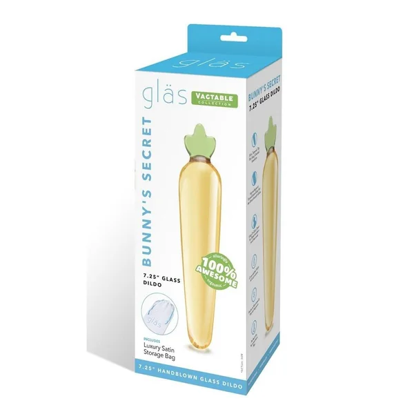 Glas Bunny's Secret Glass Dildo 7.25in - Yellow/Green