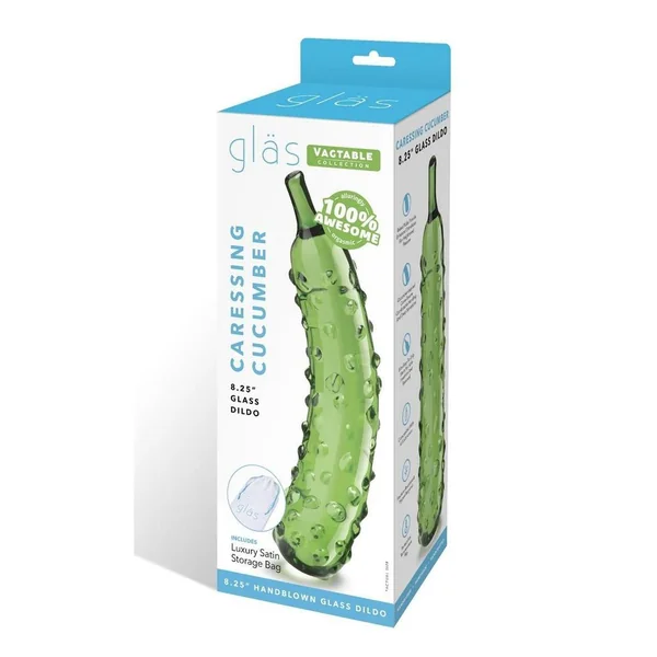 Glas Caressing Cucumber Glass Dildo 8.25in - Green