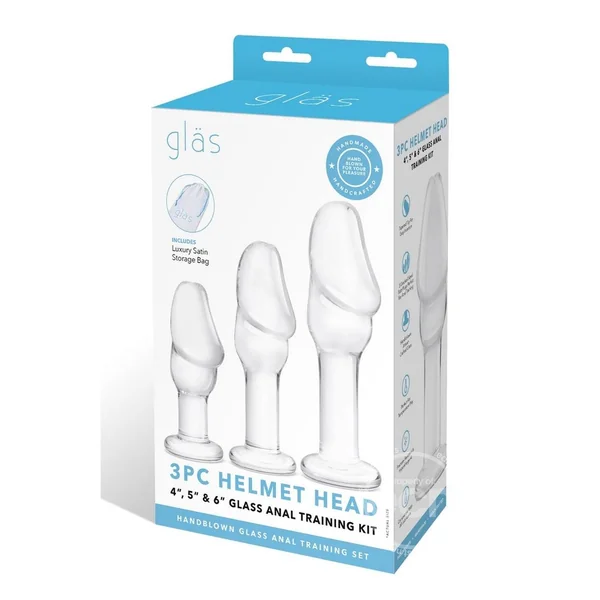 Glas Helmet Head Glass Anal Training Kit 4in, 5in, 6in (3 Piece) - Clear