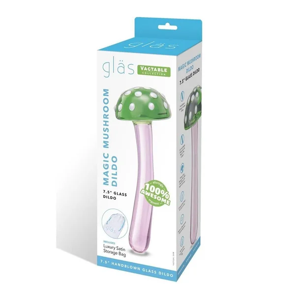 Glas Magic Mushroom Glass Dildo 7.5in - Pink/Green
