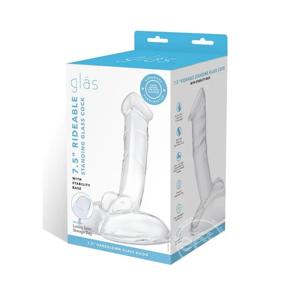 Glas Rideable Standing Glass Cock with Stability Base 7.5in - Clear