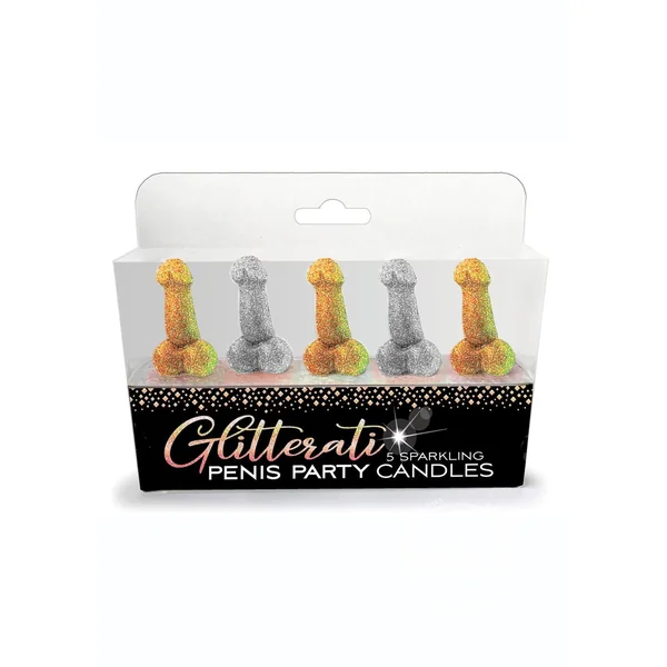 Glitterati Penis Party Candles (5 Pack) - Gold/Silver