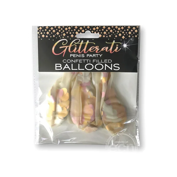 Glitterati Penis Party Confetti Filled Balloons (5 Pack)