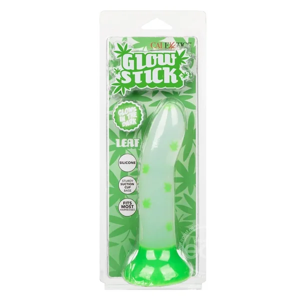 Glow Stick Leaf Silicone Glow in the Dark Dildo with Suction Base - Green
