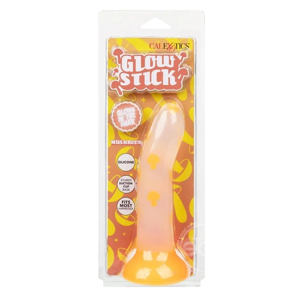 Glow Stick Mushroom Silicone Glow in the Dark Dildo with Suction Base - Orange