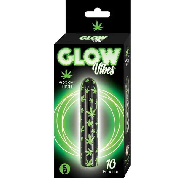 Glow Vibes Pocket High Rechargeable Glow-in-The-Dark Bullet - Black/Green