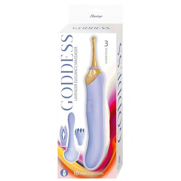 Goddess Lavender Elegance Rechargeable Silicone Dual End Massager - Lavender