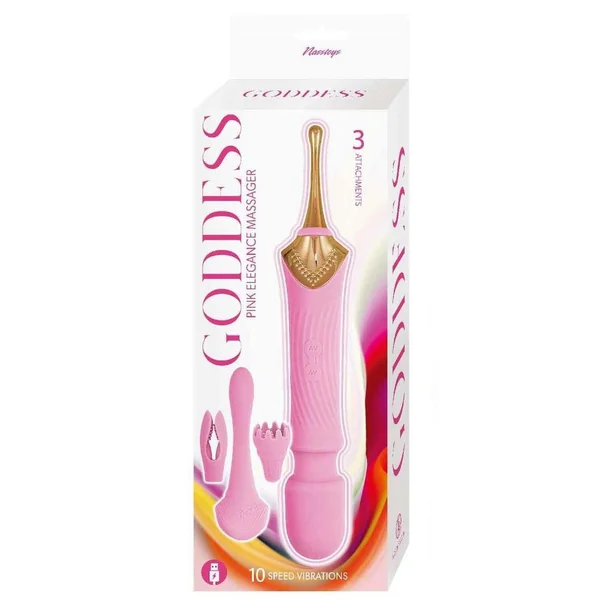 Goddess Pink Elegance Rechargeable Silicone Duel End Vibrator - Pink