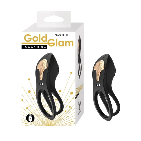 Gold Glam Cock Ring - Black