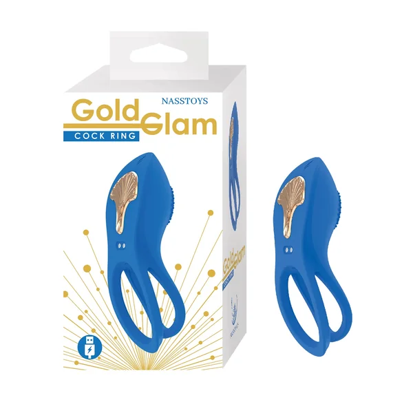 Gold Glam Cock Ring - Blue
