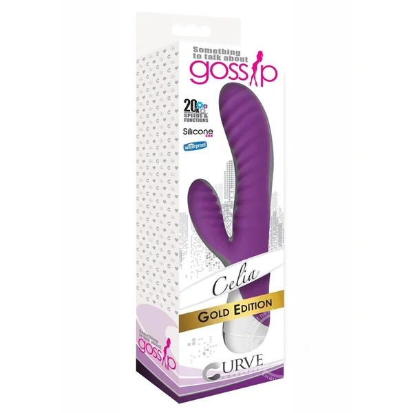 Gossip Celia 20x Ribbed Silicone Rabbit Vibrator - Purple