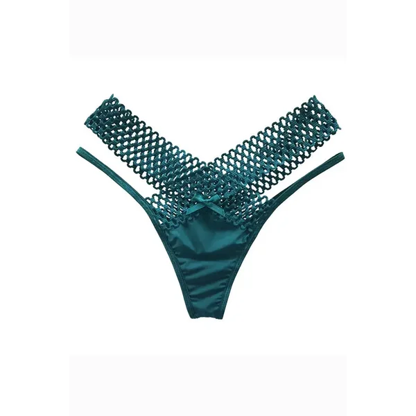 Green Leopard Lattice Stretch Micro Bikini Panty