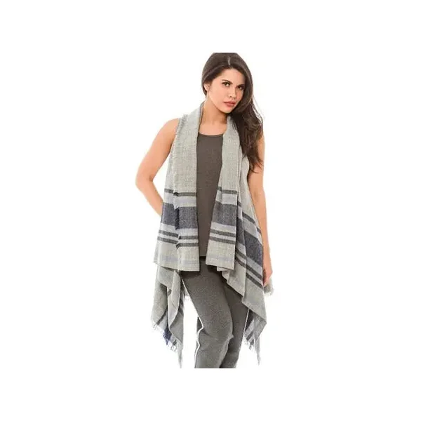 Grey Blue Striped Vest Wrap