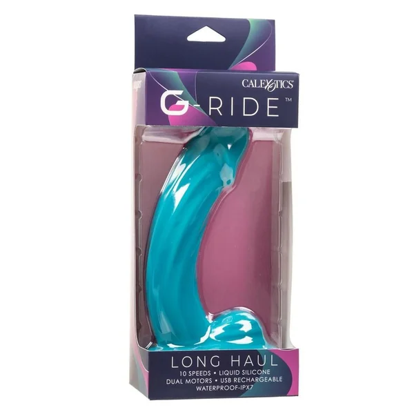 G-Ride Long Haul Rechargeable Silicone Vibrating Dildo - Blue