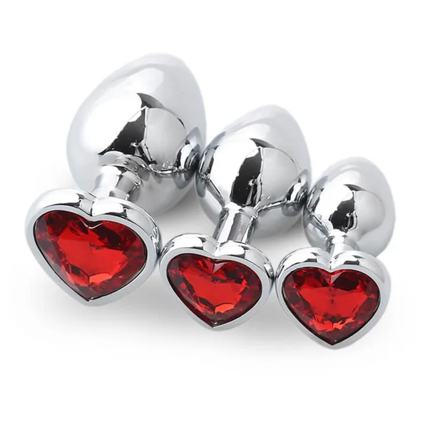 Heart Metal Anal Plug Set - Training Kit