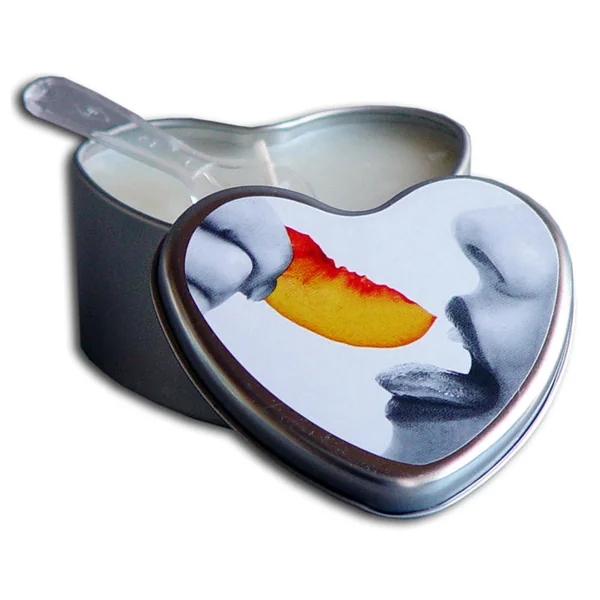 Heart Tin Edible Massage Candle Peach 4.7 oz