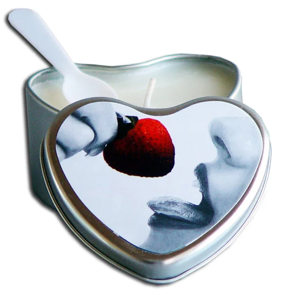 Heart Tin Edible Massage Candle Strawberry 4.7 oz