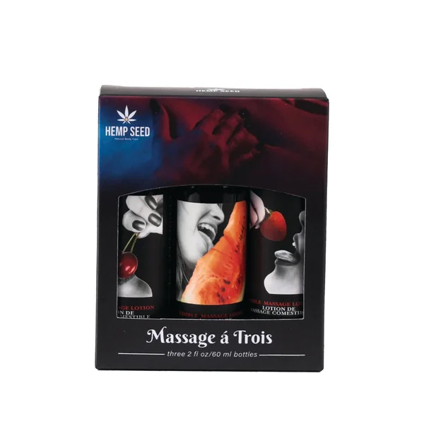 Hemp Seed Massage-A-Trois Edible Massage Lotion Gift Set