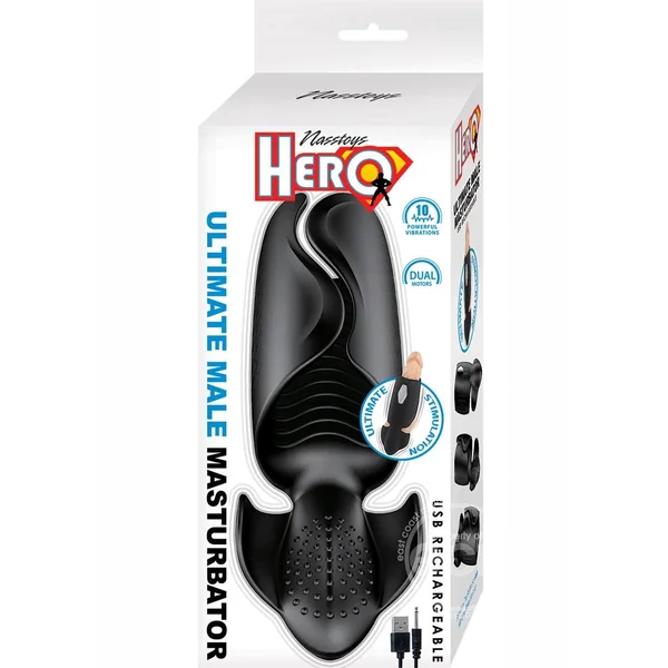 Hero Ultimate Rechargeable Silicone Masturbator - Black