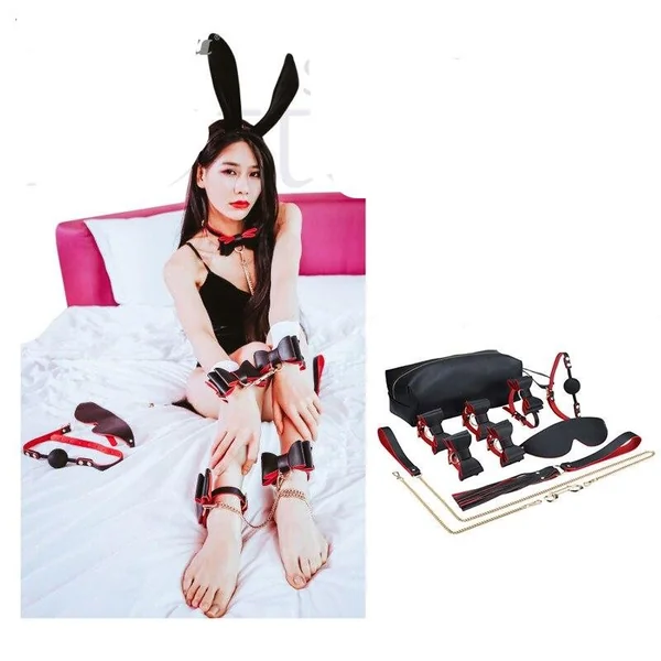 High Qualty BDSM Bandage Set for Sex Nipple Clamps SM Bdsm Toys Adult Game Leather Erotic BDSM Sex Kits Bondage Handcuffs Sex