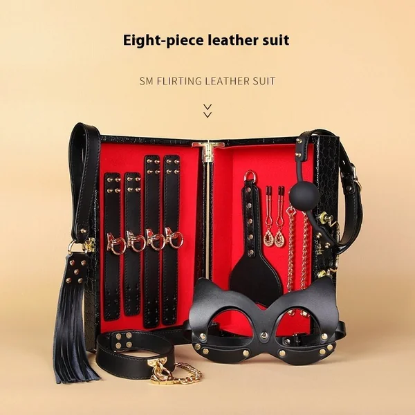 High-end Props Genuine Leather Eight-piece Set Bondage And Discipline Handcuffs