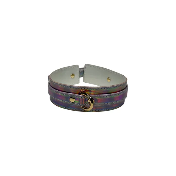 Holographic Vegan Leather BDSM Collar