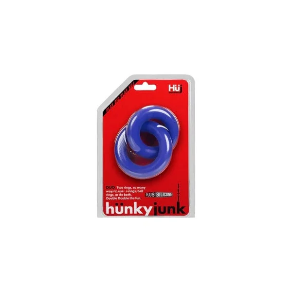 Hunkyjunk DUO linked cock/ball rings - Cobalt
