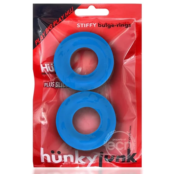Hunkyjunk Stiffy Bulge Silicone Cock Rings (2 pack) - Teal Ice