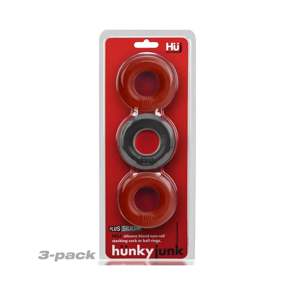 hünkyjunk HUJ3 C-RING 3-pack Red & Black Silicone+TPR