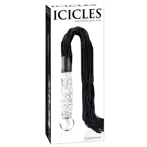 Icicles No. 38 Hand Blown Glass Handled Whip - Clear