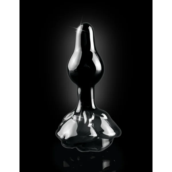 Icicles No. 77 Hand Blown Glass Rose Butt Plug - Black