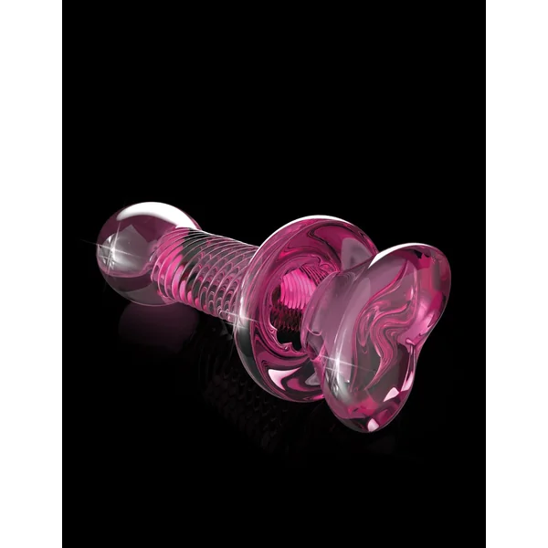 Icicles No. 82 Hand Blown Glass Butt Plug - Ribbed/pink