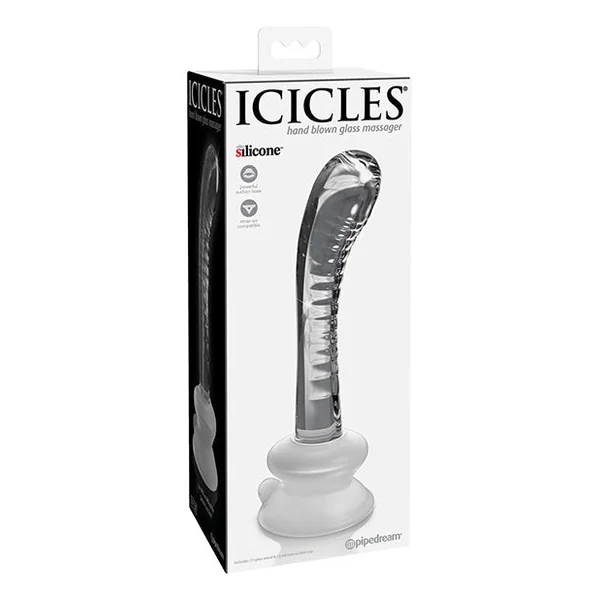 Icicles No. 88 Hand Blown Glass G-Spot Massager w/Suction Cup - Clear
