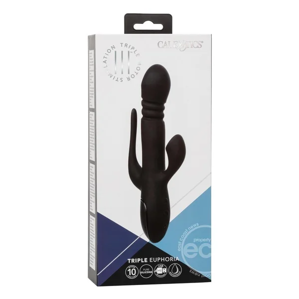 III Triple Euphoria Rechargeable Silicone Stimulating Vibrator - Black