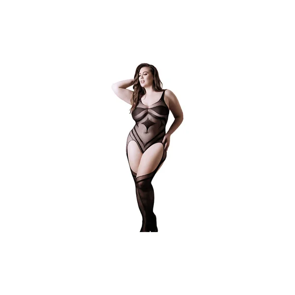 Impulsive Gartered Teddy Sheer Bodystocking
