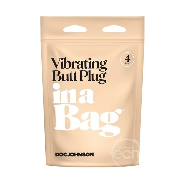 In a Bag Silicone Vibrating Butt Plug 4in - Black