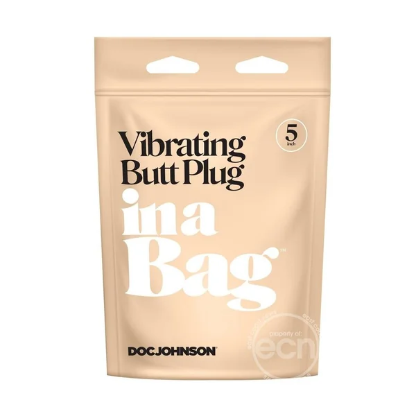 In a Bag Silicone Vibrating Butt Plug 5in - Black