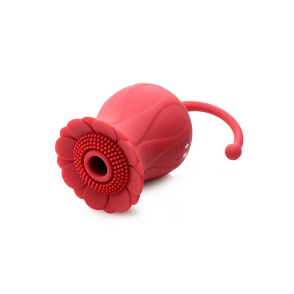 Inmi Bloomgasm Royalty Rose Rechargeable Silicone Textured Suction Clitoral Stimulator - Red